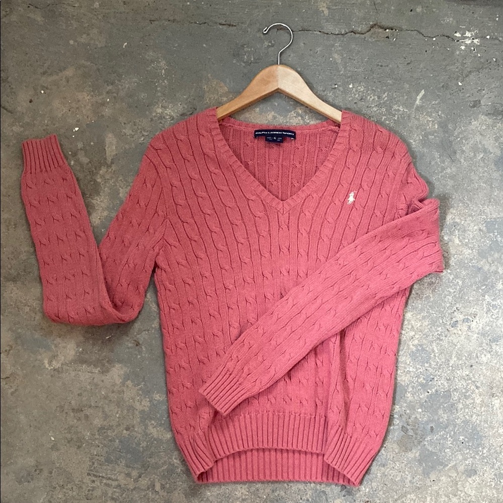 🌸 Ralph Lauren Sport Fitted Cotton Cable Knit Sweater |Fits Like M/L, Sz XL |